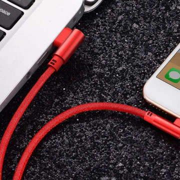 Кабель під кутом 90° від USB до USB-C типу C, швидка зарядка, передача QC, 2 м, червоний