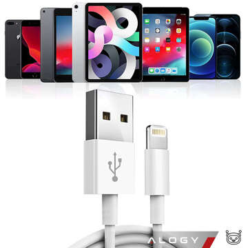 Кабель Alogy 1m Fast Charge USB to Lightning Кабель для зарядки iPhone 20W білий