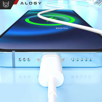 Кабель Alogy 1m Fast Charge USB to Lightning Кабель для зарядки iPhone 20W білий