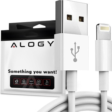 Кабель Alogy 1m Fast Charge USB to Lightning Кабель для зарядки iPhone 20W білий