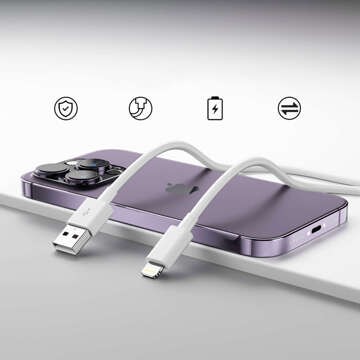 Кабель Alogy 2m Fast Charge USB to Lightning Кабель для зарядки iPhone 20W Білий