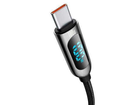 Кабель Baseus 1 м Кабель USB-C Type C з PD 5A 100 Вт Чорний вимірювач струму