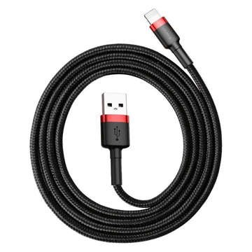 Кабель Baseus Cafule Lightning USB 2.4A 50см (чорно-червоний)