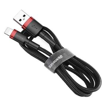 Кабель Baseus Cafule Lightning USB 2.4A 50см (чорно-червоний)