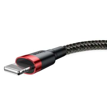 Кабель Baseus Cafule Lightning USB 2.4A 50см (чорно-червоний)