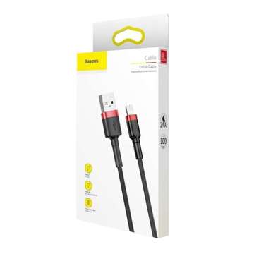 Кабель Baseus Cafule Lightning USB 2.4A 50см (чорно-червоний)