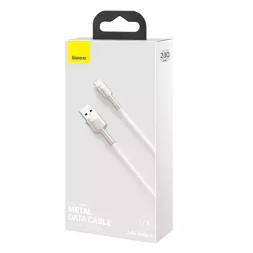 Кабель Baseus Cafule Metal Data USB - Lightning 2.4 A 2 м білий (CALJK-B02)