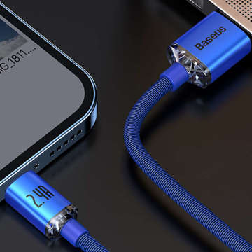 Кабель Baseus Crystal 1,2 м Кабель USB для Lightning iPhone 2.4A Blue