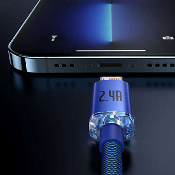 Кабель Baseus Crystal 1,2 м Кабель USB для Lightning iPhone 2.4A Blue