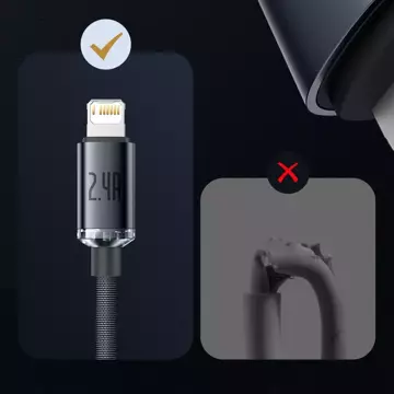 Кабель Baseus Crystal Shine Series Кабель USB для швидкої зарядки та передачі даних USB Type A - Lightning 2.4A 2m black (CAJY000101)