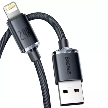 Кабель Baseus Crystal Shine Series Кабель USB для швидкої зарядки та передачі даних USB Type A - Lightning 2.4A 2m black (CAJY000101)