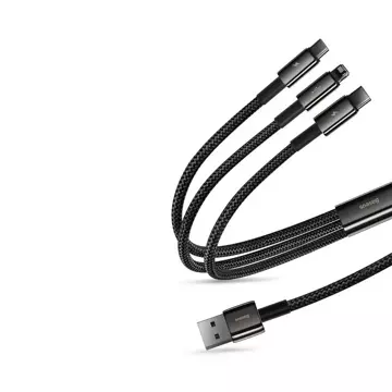 Кабель Baseus Tungsten 3in1 USB - USB Type C / Lightning / micro USB 3.5 A 1.5 m black (CAMLTWJ-01)