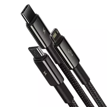 Кабель Baseus Tungsten 3in1 USB - USB Type C / Lightning / micro USB 3.5 A 1.5 m black (CAMLTWJ-01)