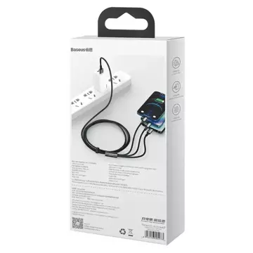 Кабель Baseus Tungsten 3in1 USB - USB Type C / Lightning / micro USB 3.5 A 1.5 m black (CAMLTWJ-01)