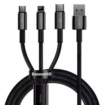 Кабель Baseus Tungsten 3in1 USB - USB Type C / Lightning / micro USB 3.5 A 1.5 m black (CAMLTWJ-01)