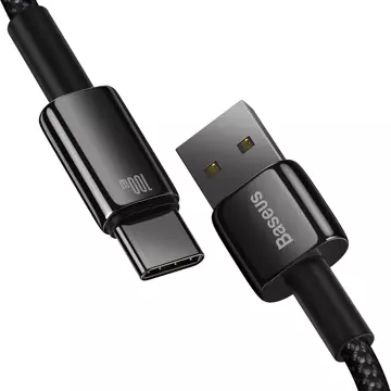 Кабель Baseus Tungsten Gold USB-A - USB-C 480Mb/s 100W 2m чорний (CAWJ000101)