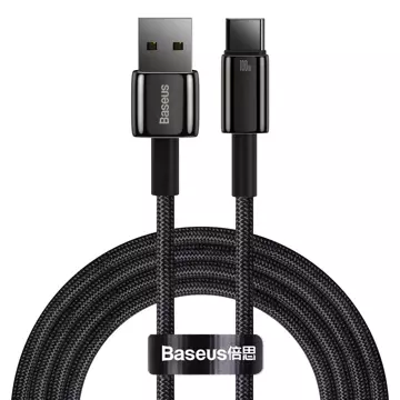 Кабель Baseus Tungsten Gold USB-A - USB-C 480Mb/s 100W 2m чорний (CAWJ000101)