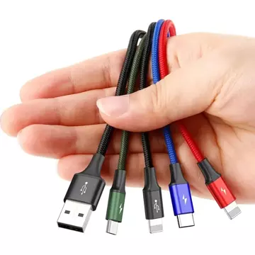 Кабель Baseus USB 4in1 2x Lightning / USB Type C / кабель micro USB в нейлоновій оплітці 3,5 A 1,2 м чорний (CA1T4-A01)