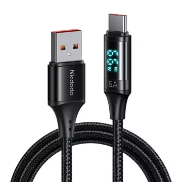 Кабель Mcdodo CA-1080 USB на USB-C з дисплеєм, 66 Вт, 6 А, 1,2 м (чорний)