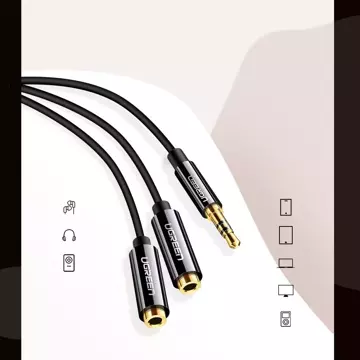 Кабель UGREEN кабель для навушників розгалужувач 3.5 мм mini jack AUX 25см чорний (20816)