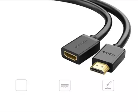 Кабель UGREEN подовжувач HDMI (розетка) - HDMI (папа) 19 pin 1.4v 4K 60Hz 30AWG 2m чорний (10142)