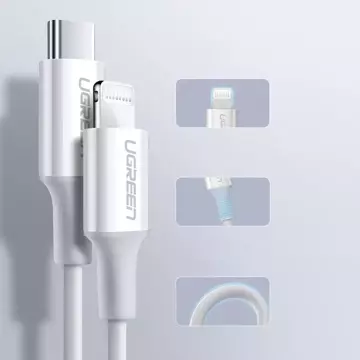 Кабель UGREEN MFi USB Type C - Lightning 3A 0,5 м білий (US171)