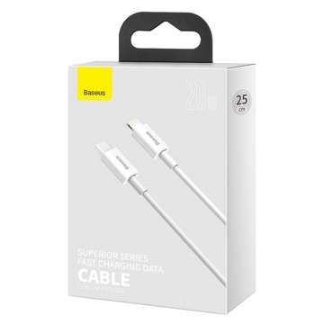 Кабель USB-C до серії Lightning Baseus Superior, 20W, PD, 0.25m (білий)