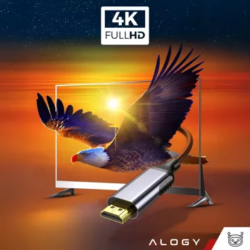 Кабель USB-C на HDMI адаптер Alogy HUB 4K 60HZ 200см 2м чорний