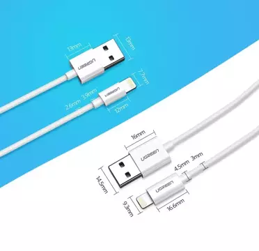 Кабель Ugreen Кабель USB - Lightning MFI 1m 2,4A білий (20728)