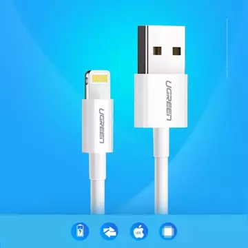 Кабель Ugreen Кабель USB - Lightning MFI 1m 2,4A білий (20728)