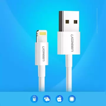 Кабель Ugreen USB - Lightning MFI 2m 2.4A білий (20730)