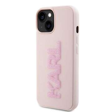 Карл Лагерфельд KLHCP15S3DMBKCP чохол для iPhone 15 6.1" рожевий/рожевий твердий чохол 3D гумовий блискітковий логотип