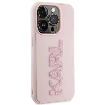 Карл Лагерфельд KLHCP15X3DMBKCP чохол для iPhone 15 Pro Max 6.7" рожевий/рожевий жорсткий чохол 3D логотип з гумовими блискітками