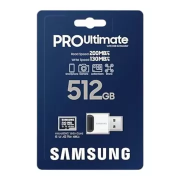 Карта пам'яті Samsung 512 ГБ microSDXC PRO Ultimate 200 МБ/с UHS-I/U3 (MB-MY512SB/WW)