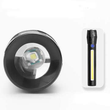 Класичний ліхтарик Metal COB ZOOM T6 LED light Сильний тактичний чорний світло