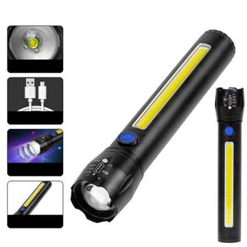 Класичний ліхтарик Metal COB ZOOM T6 LED light Сильний тактичний чорний світло