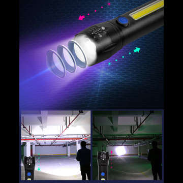 Класичний ліхтарик Metal COB ZOOM T6 LED light Сильний тактичний чорний світло