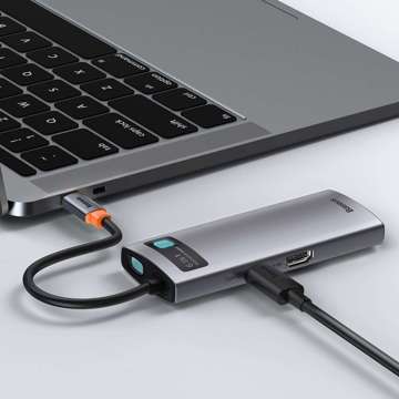 Концентратор 6w1 Baseus Metal Gleam Series, USB-C до 3x USB 3.0 HDMI USB-C PD Ethernet RJ45