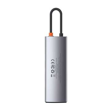 Концентратор 8w1 Baseus Metal Gleam Series, USB-C до 3x USB 3.0 HDMI USB-C PD Ethernet RJ45 microSD/SD