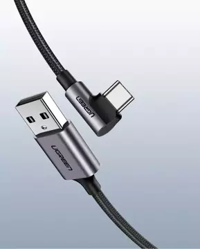 Кутовий кабель UGREEN кабель USB - USB Type C 1m 3A сірий (50941)