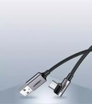 Кутовий кабель UGREEN кабель USB - USB Type C 1m 3A сірий (50941)