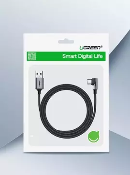 Кутовий кабель UGREEN кабель USB - USB Type C 1m 3A сірий (50941)