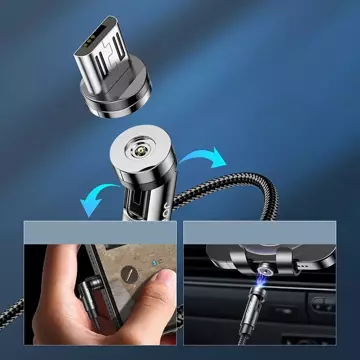 Магнітний кабель Joyroom 3в1 Кабель USB - Lightning / USB Type C / micro USB для зарядки 2.4A 1.2m чорний (S-1224X2 LCM black)