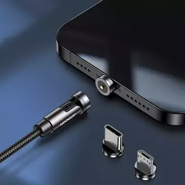 Магнітний кабель Joyroom 3в1 Кабель USB - Lightning / USB Type C / micro USB для зарядки 2.4A 1.2m чорний (S-1224X2 LCM black)