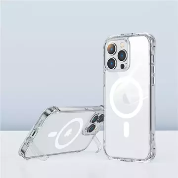 Магнітний чохол Joyroom Defender для iPhone 14 Armored Case with Hooks Stand Clear (сумісність з MagSafe)