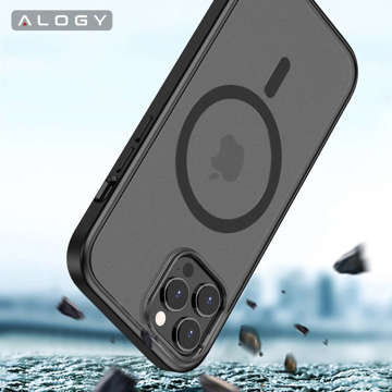 Матовий чохол Alogy MagCase для MagSafe Case with Magnetic Ring для Apple iPhone 12/ 12 Pro Black Glass