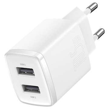 Міцний зарядний пристрій Baseus Compact 2x USB 2.1A 10.5W білий