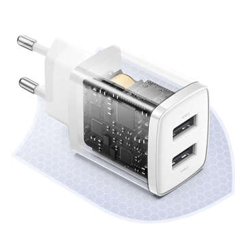 Міцний зарядний пристрій Baseus Compact 2x USB 2.1A 10.5W білий