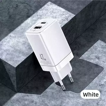 Навантаження USAMS. мережі. T41 USB-C USB GaN 47W PD QC (тільки головка) Fast Charging білий/білий CC137TC02 (US-CC137)