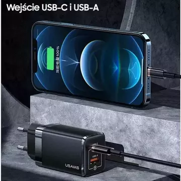 Навантаження USAMS. мережі. T41 USB-C USB GaN 47W PD QC (тільки головка) Fast Charging білий/білий CC137TC02 (US-CC137)